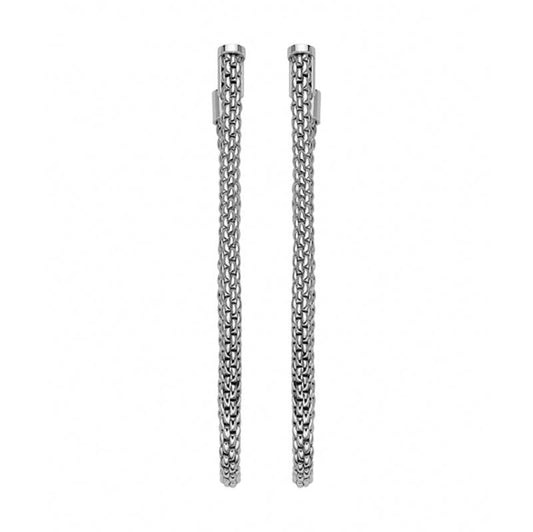 FP Flexit Essentials 18ct White Gold Long Mesh Chain Earrings