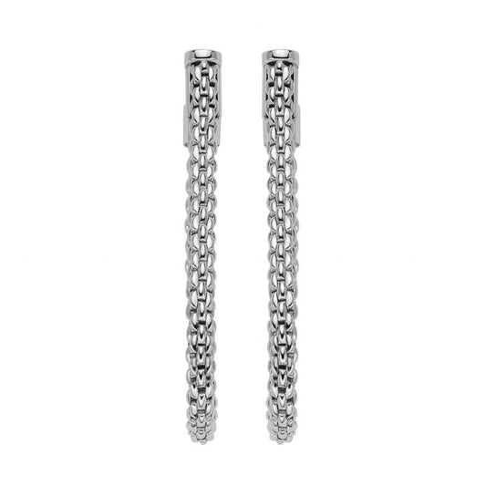 FP Flexit Essentials 18ct White Gold Medium Mesh Chain Earrings