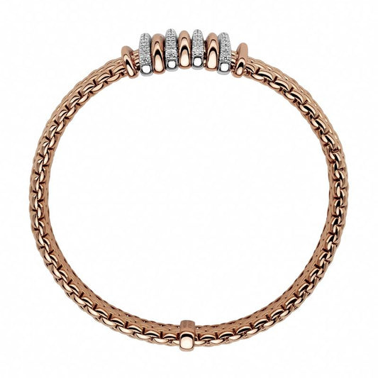 FP Panorama 18ct Rose Gold .3ct Diamond Mixed Rondelle Bracelet