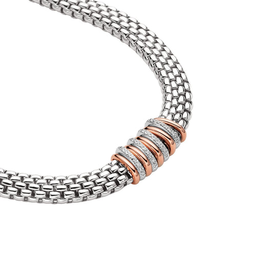 FP Panorama 18ct White Gold .3ct Diamond Rose Gold Rondelle Necklace