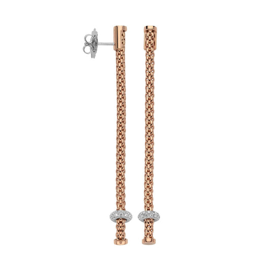 FP Prima 18ct Rose Gold .36ct Diamond Drop Earrings