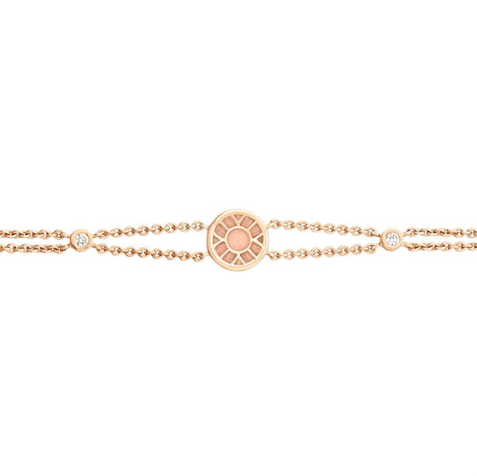 FH18ct Rose Gold .12ct Diamond Pink Enamel Bracelet