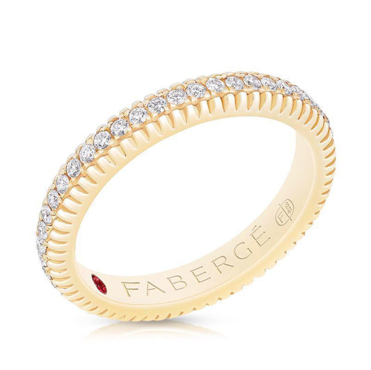 FColours of Love 18ct Yellow Gold Diamond Fluted Band Ring