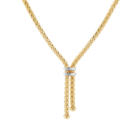 FP Maori 18ct Yellow Gold .9ct Diamond Lariat Necklace