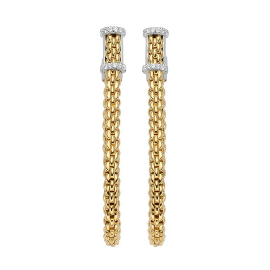 FP Flexit Essentials 18ct Yellow Gold Diamond Medium Mesh Chain Earrings