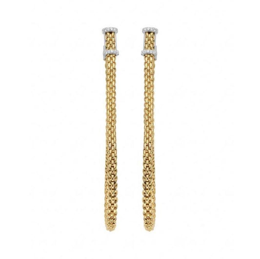 FP Flexit Essentials 18ct Yellow Gold Diamond Long Mesh Chain Earrings