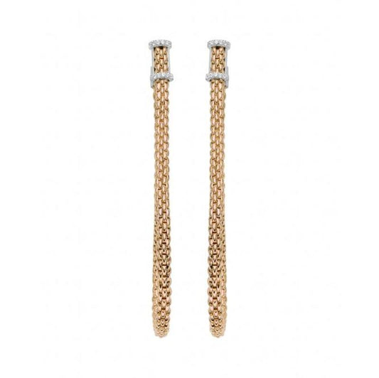 FP Flexit Essentials 18ct Rose Gold Diamond Long Mesh Chain Earrings