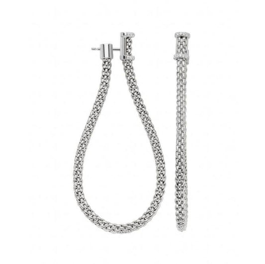 FP Flexit Essentials 18ct White Gold Diamond Long Mesh Chain Earrings