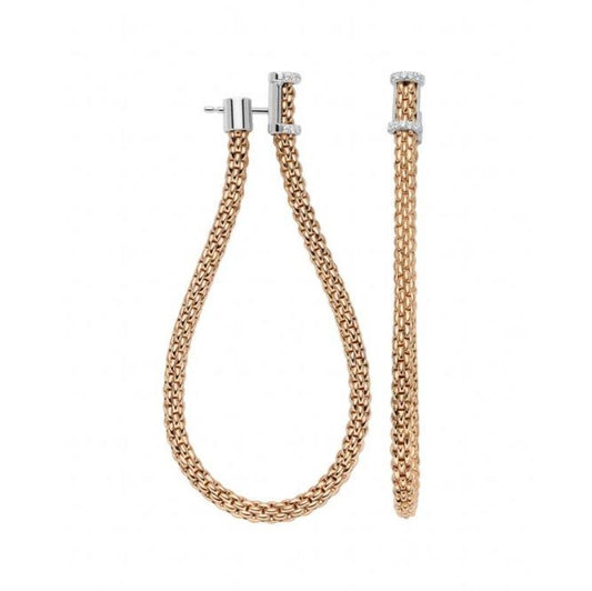 FP Flexit Essentials 18ct Rose Gold Diamond Long Mesh Chain Earrings