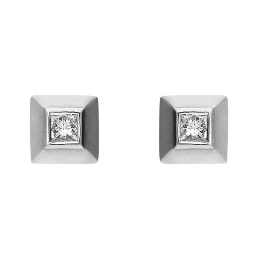 Platinum .2ct Diamond Princess Cut Solitaire Stud Earrings